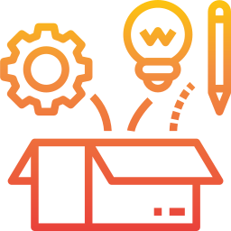 image of a box with icons of a gear, a light bulb and a pencil going in.